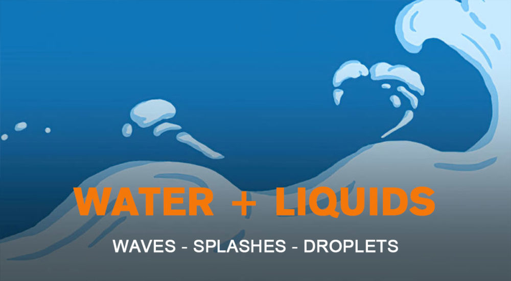 81组卡通动漫水花滴水水漩涡液体过渡叠加特效4K视频素材 Production Crate – Toon Water and Liquids , sucaiwan.com