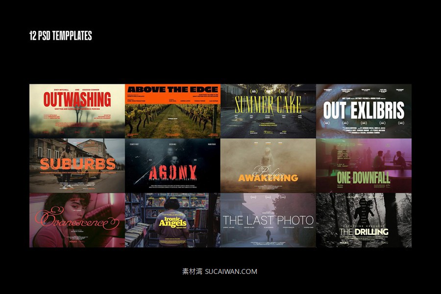 12款电影电视剧预告片海报psd分层源文件模版 Film Titles Collection , 第2张-素材湾丨精选海外优质设计素材资源 12款电影电视剧预告片海报psd分层源文件模版 Film Titles Collection , sucaiwan.com