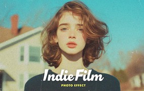 复古梦幻粒状模糊照片效果ps特效滤镜样机 Indie Cinema Photo Effect
