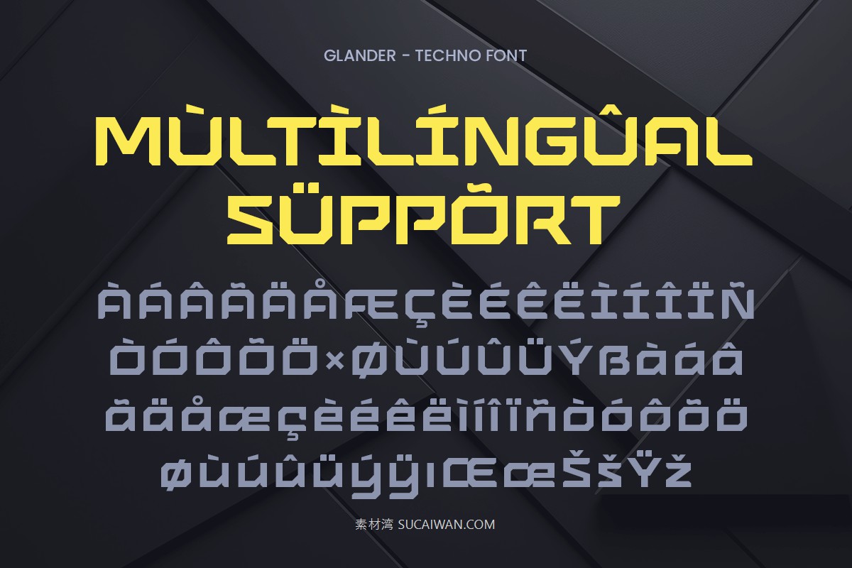 现代科幻赛博朋克风品牌海报电子竞技设计无衬线英文字体 Glander – Techno Font , 第4张-素材湾丨精选海外优质设计素材资源 现代科幻赛博朋克风品牌海报电子竞技设计无衬线英文字体 Glander – Techno Font , sucaiwan.com