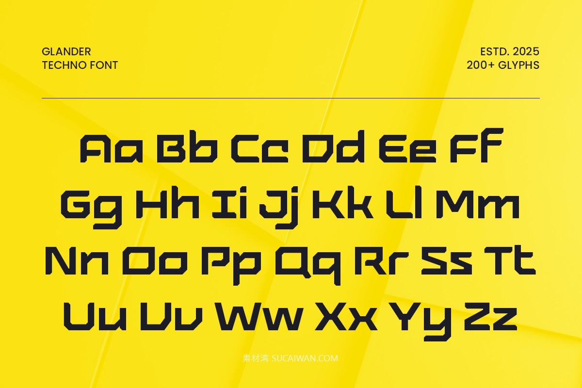 现代科幻赛博朋克风品牌海报电子竞技设计无衬线英文字体 Glander – Techno Font , 第7张-素材湾丨精选海外优质设计素材资源 现代科幻赛博朋克风品牌海报电子竞技设计无衬线英文字体 Glander – Techno Font , sucaiwan.com