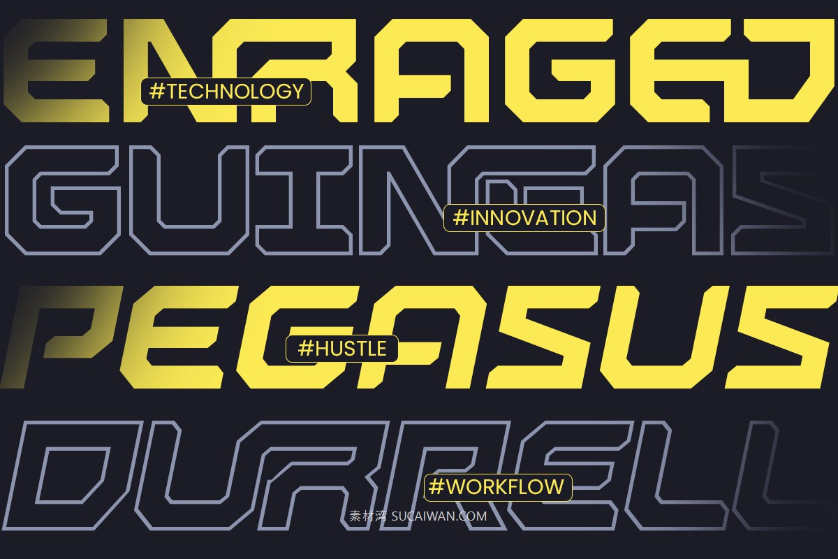 现代科幻赛博朋克风品牌海报电子竞技设计无衬线英文字体 Glander – Techno Font , 第12张-素材湾丨精选海外优质设计素材资源 现代科幻赛博朋克风品牌海报电子竞技设计无衬线英文字体 Glander – Techno Font , sucaiwan.com