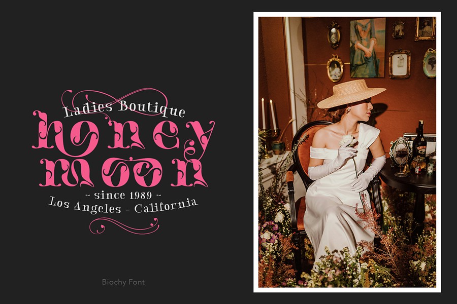 时尚奢华海报婚礼徽标设计衬线英文字体安装包 Biochy Luxury Serif 设计素材 sucaiwan.com