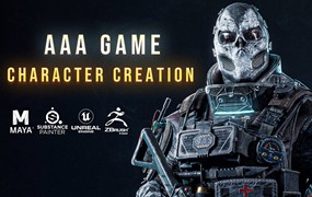 [独家AI翻译] ZBrush+Maya AAA游戏人物角色建模贴图渲染全流程教程 中文字幕 AAA Game Character Creation Step by Step Guide Full Course