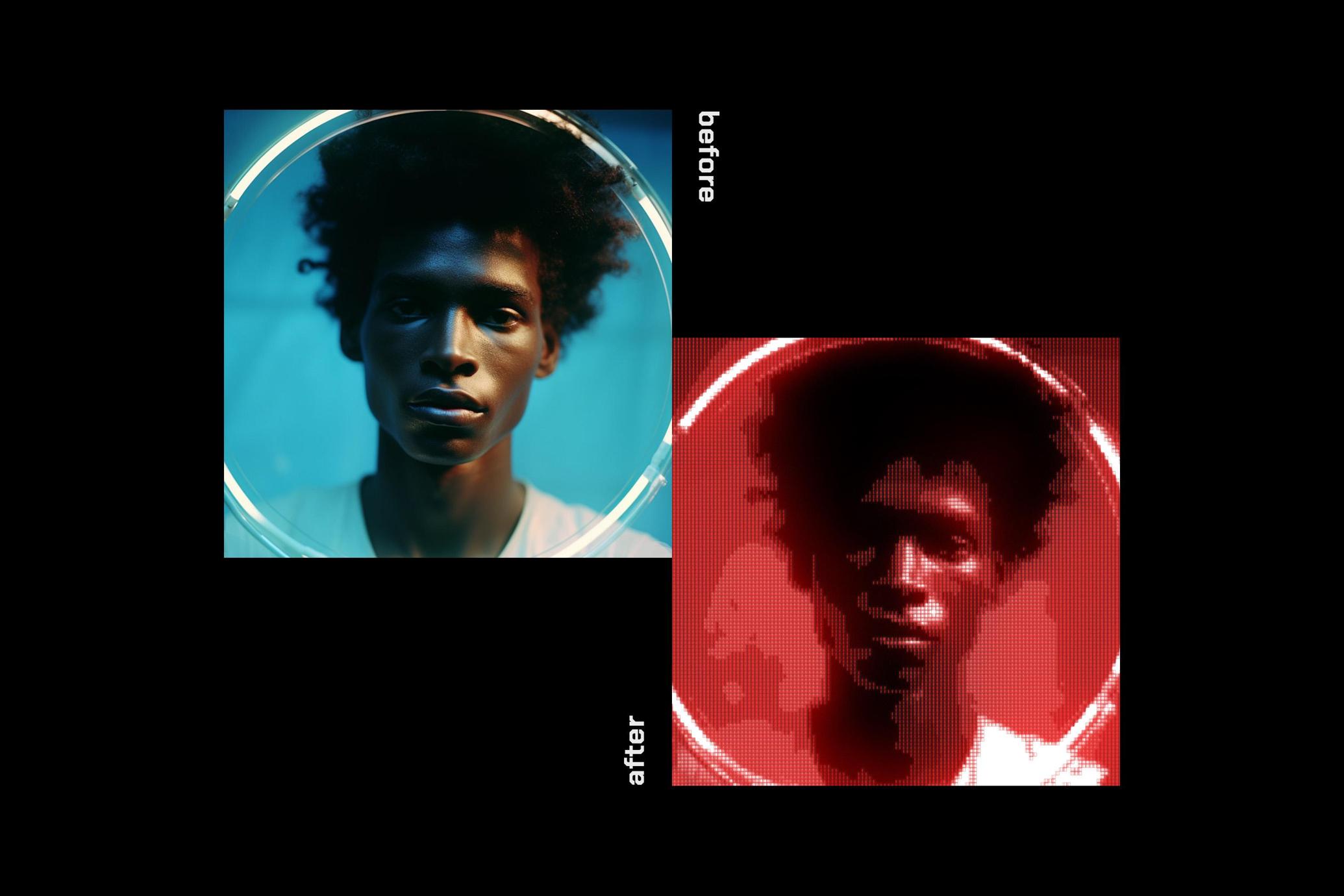 复古未来主义屏幕辉光像素化显示器反乌托邦效果PS(PSD)设计模板样机 Analog Retro-Futuristic Monitor Effect , sucaiwan.com