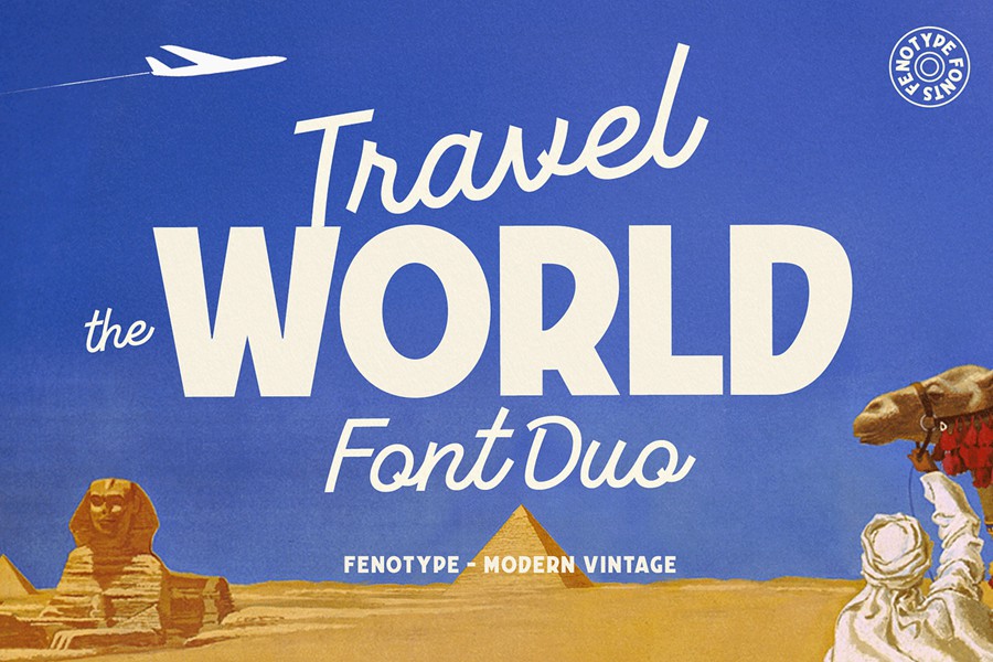 50年代复古海报书籍封面标题品牌标识logo设计psai英文字体安装包 Travel The World Font Family , 第1张-素材湾丨精选海外优质设计素材资源 50年代复古海报书籍封面标题品牌标识logo设计psai英文字体安装包 Travel The World Font Family , sucaiwan.com