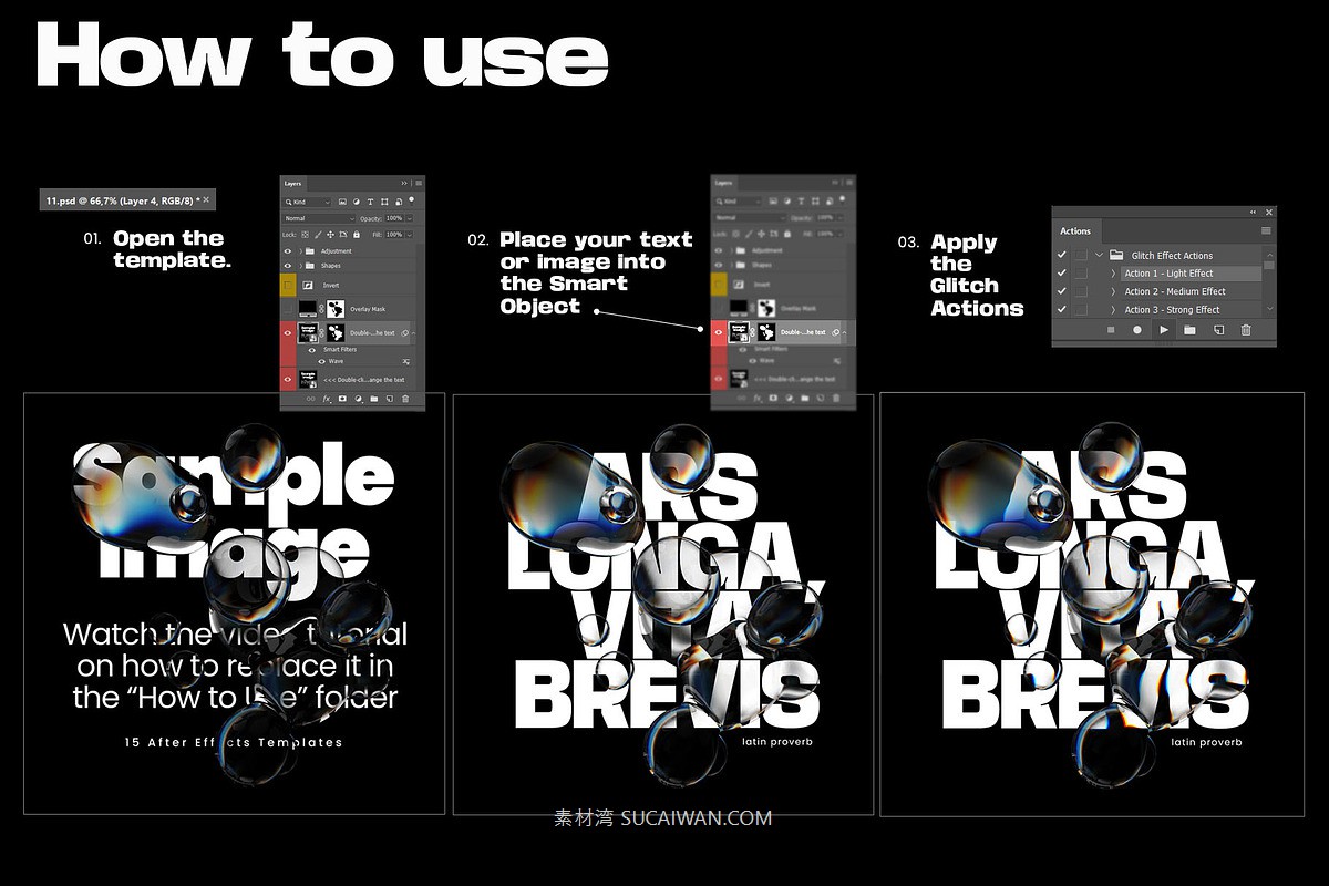新潮透明液体水珠水滴失真故障扭曲折射特效海报字体标题设计ps样机动作素材 Bubble Photoshop Templates , 第4张-素材湾丨精选海外优质设计素材资源 新潮透明液体水珠水滴失真故障扭曲折射特效海报字体标题设计ps样机动作素材 Bubble Photoshop Templates , sucaiwan.com