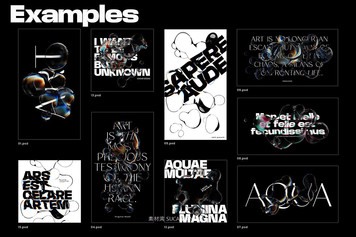 新潮透明液体水珠水滴失真故障扭曲折射特效海报字体标题设计ps样机动作素材 Bubble Photoshop Templates , 第7张-素材湾丨精选海外优质设计素材资源 新潮透明液体水珠水滴失真故障扭曲折射特效海报字体标题设计ps样机动作素材 Bubble Photoshop Templates , sucaiwan.com