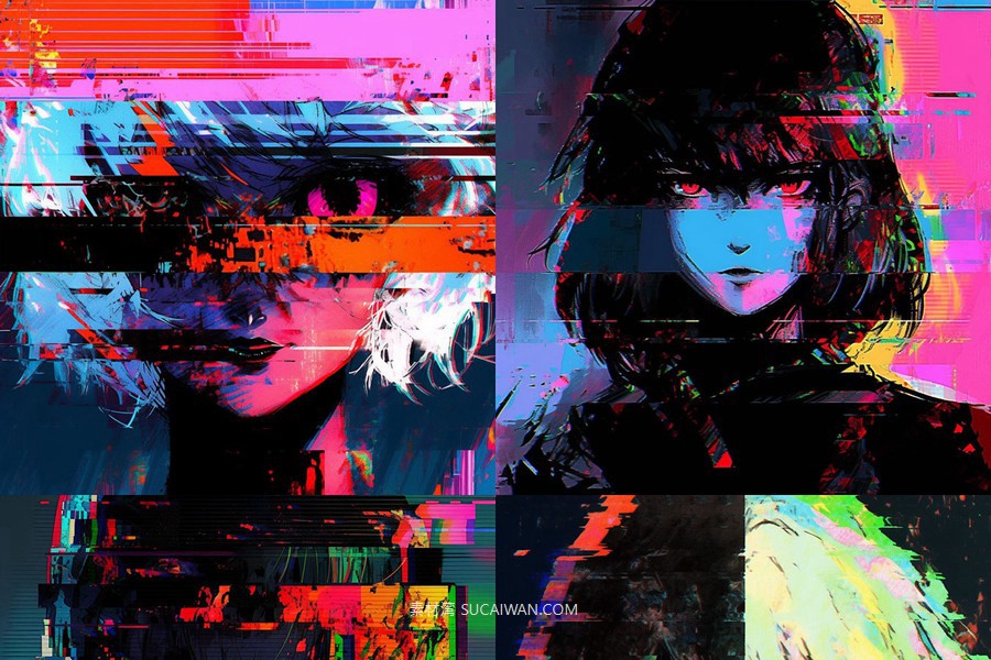 360组ai智能mj生成复古赛博朋克动漫电脑手机壁纸提示词咒语关键词+图片套装 360 Midjourney Prompts for Retro Anime: Vol 3 , sucaiwan.com