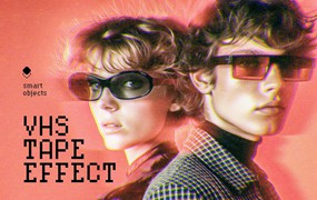 复古故障燥点模糊照片效果ps特效滤镜样机 1990s VHSTape Effect