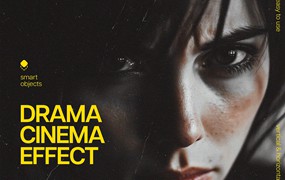 粒状划痕电影效果ps特效滤镜样机 Drama Cinema Effect