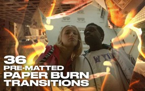 36组真实纸张燃烧火焰转场过渡特效4K视频素材包 Pixflow – Paper Burn Transitions