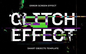 复古故障失真错位效果ps标题文本特效滤镜样机 Glitch Text & Logo Effect