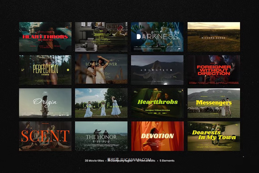 Pixflow – Movie Titles Vol.2 52款好莱坞史诗电影纪录片预告片剧院海报演员表PSD模板素材包 图片素材 sucaiwan.com