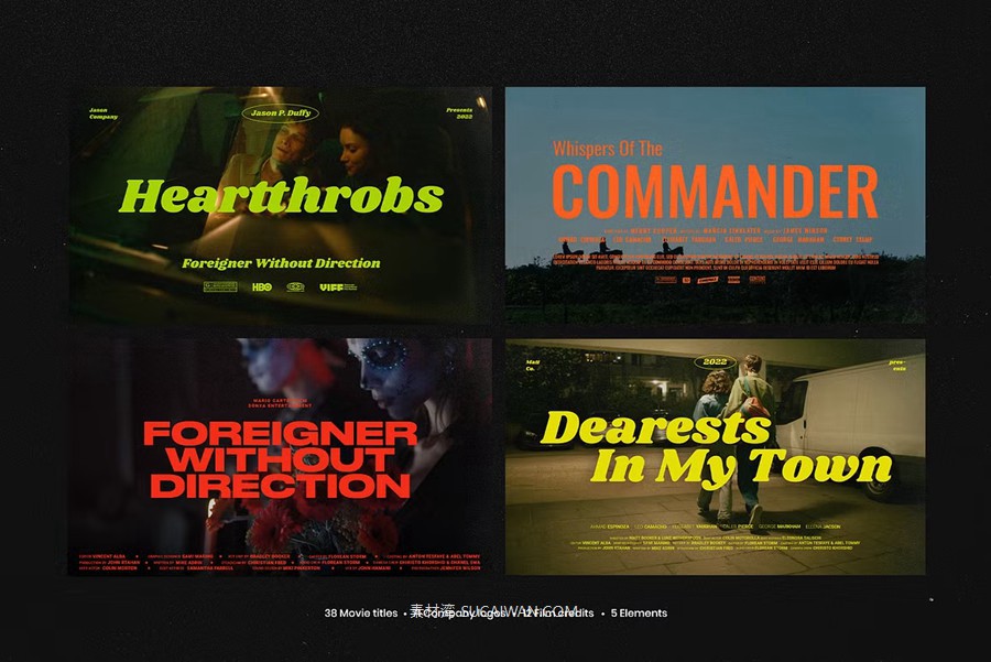 Pixflow – Movie Titles Vol.2 52款好莱坞史诗电影纪录片预告片剧院海报演员表PSD模板素材包 图片素材 sucaiwan.com