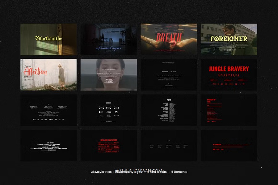 Pixflow – Movie Titles Vol.2 52款好莱坞史诗电影纪录片预告片剧院海报演员表PSD模板素材包 图片素材 sucaiwan.com