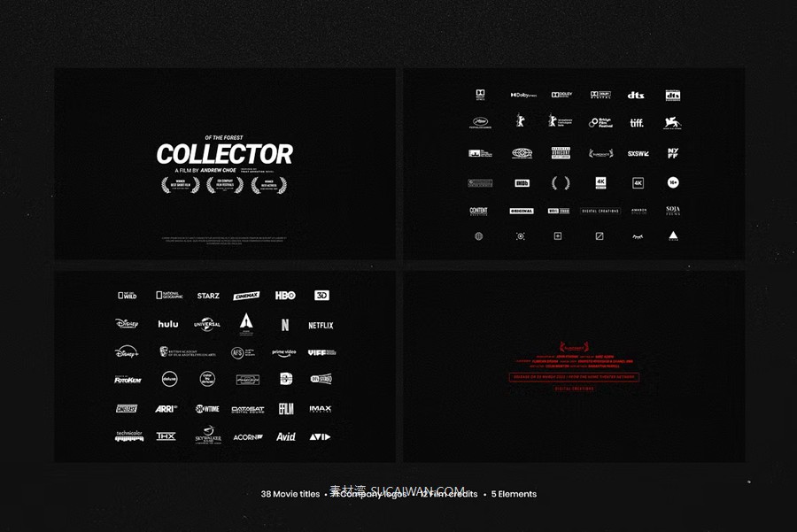 Pixflow – Movie Titles Vol.2 52款好莱坞史诗电影纪录片预告片剧院海报演员表PSD模板素材包 图片素材 sucaiwan.com