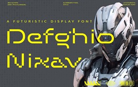 时尚未来科幻赛博朋克品牌海报徽标设计无衬线英文字体安装包 UT Defghio Nixav – A Futuristic Display Font