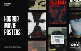 12组复古惊悚恐怖电影预告片海报设计PSD模版 Horror Movie Posters Collection