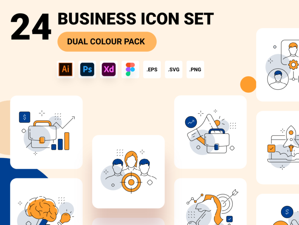24款商业办公业务管理矢量插图图标设计AI/XD/EPS/Figma格式素材包 Business and management icon set , 第1张-素材湾丨精选海外优质设计素材资源 24款商业办公业务管理矢量插图图标设计AI/XD/EPS/Figma格式素材包 Business and management icon set , sucaiwan.com