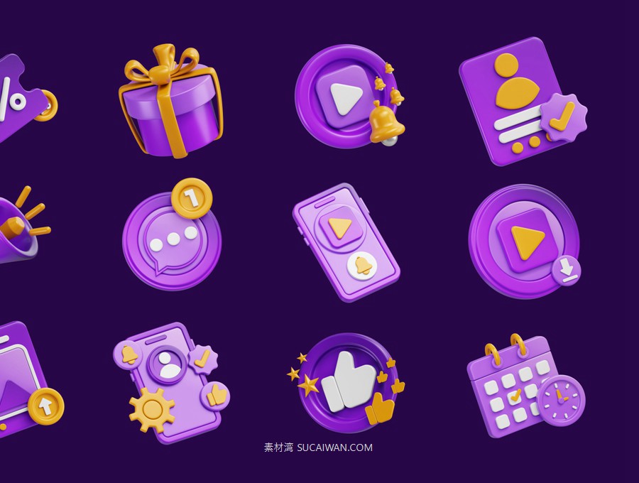 20款社交媒体app软件3d立体图标icon设计blender/obj/png格式素材 Social Media 3D Icon Pack , 第7张-素材湾丨精选海外优质设计素材资源 20款社交媒体app软件3d立体图标icon设计blender/obj/png格式素材 Social Media 3D Icon Pack , sucaiwan.com