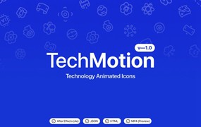 100+款创意动态动画图标设计AE/Html格式设计素材 TechMotion v—1.0 / Animated Icons