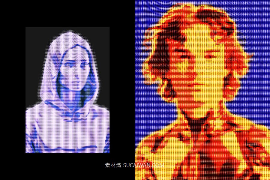 复古模糊矩阵照片效果ps特效滤镜样机 Console Screen Photo Effect , sucaiwan.com