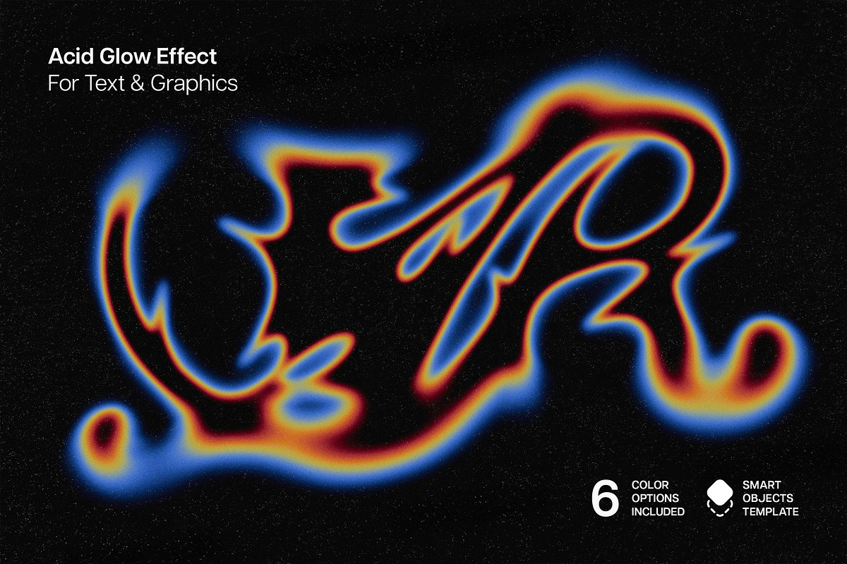 迷幻模糊发光效果ps标题文本特效滤镜样机 Acid Glow Text & Logo Effect , sucaiwan.com