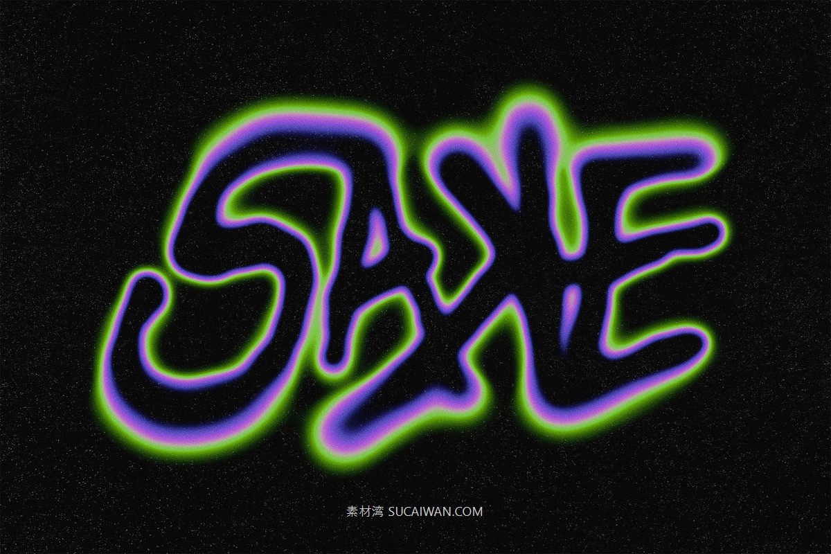 迷幻模糊发光效果ps标题文本特效滤镜样机 Acid Glow Text & Logo Effect , sucaiwan.com