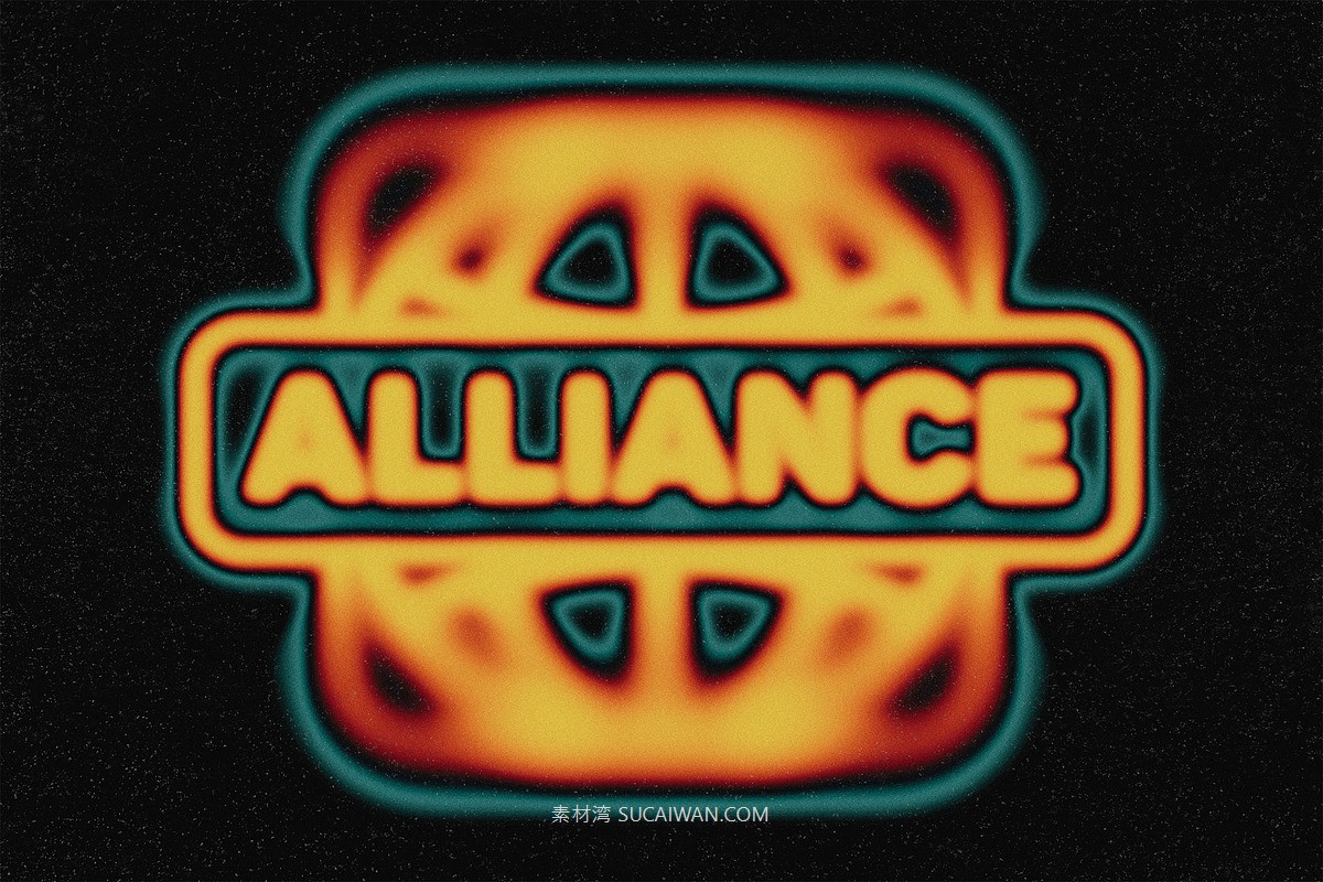 迷幻模糊发光效果ps标题文本特效滤镜样机 Acid Glow Text & Logo Effect , sucaiwan.com