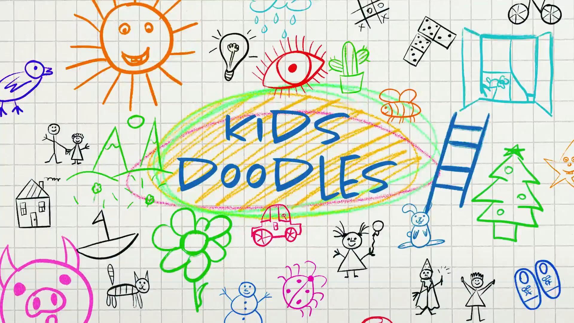 视频素材：30个趣味卡通手绘涂鸦艺术儿童创作简笔画动画视频素材 , sucaiwan.com