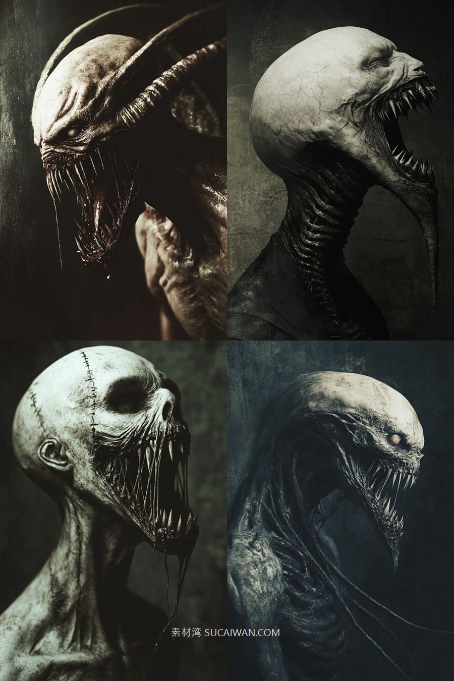 504组ai智能mj生成暗黑哥特式艺术电脑手机壁纸提示词咒语关键词+图片套装 504 Ai Art Prompts For Dark Gothic Art , sucaiwan.com