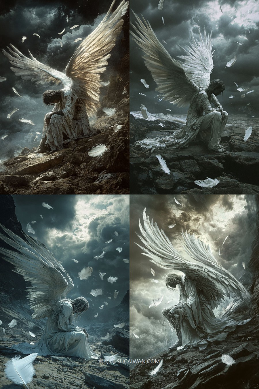 504组ai智能mj生成暗黑哥特式艺术电脑手机壁纸提示词咒语关键词+图片套装 504 Ai Art Prompts For Dark Gothic Art , sucaiwan.com