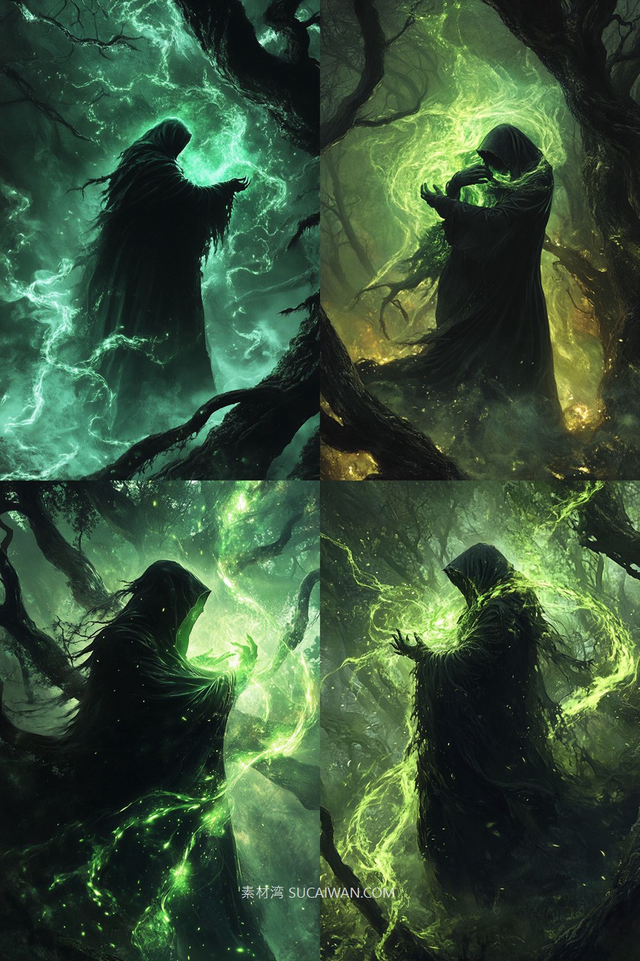 504组ai智能mj生成暗黑哥特式艺术电脑手机壁纸提示词咒语关键词+图片套装 504 Ai Art Prompts For Dark Gothic Art , sucaiwan.com