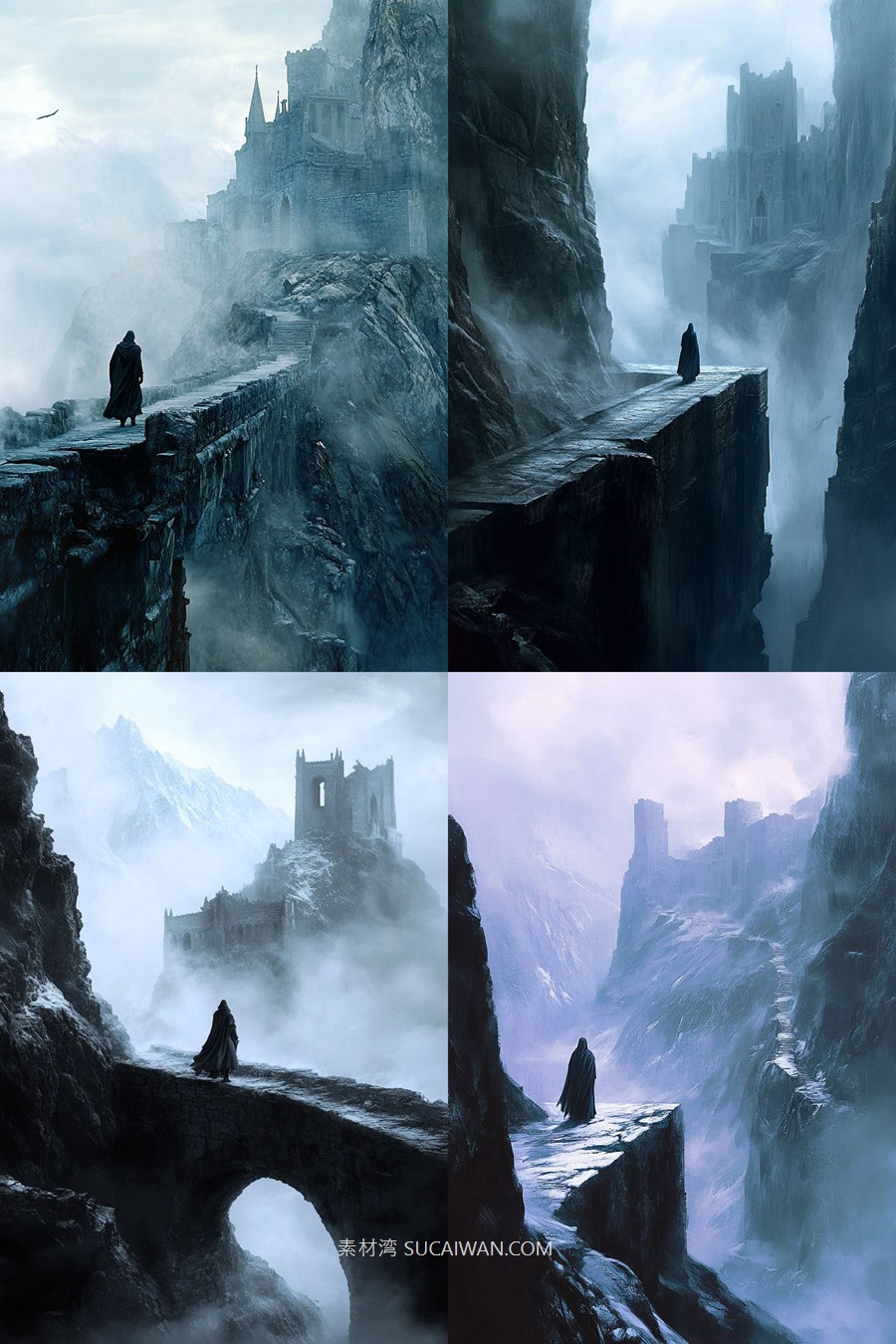 504组ai智能mj生成暗黑哥特式艺术电脑手机壁纸提示词咒语关键词+图片套装 504 Ai Art Prompts For Dark Gothic Art , sucaiwan.com