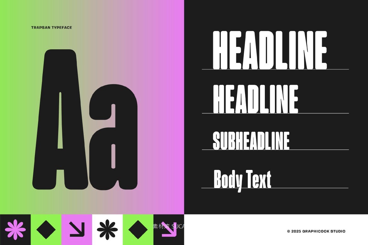现代时尚杂志包装徽标设计无衬线英文字体安装包 Trapsan 设计素材 sucaiwan.com