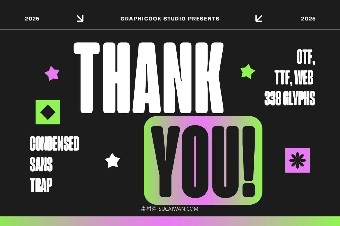 现代时尚杂志包装徽标设计无衬线英文字体安装包 Trapsan 设计素材 sucaiwan.com