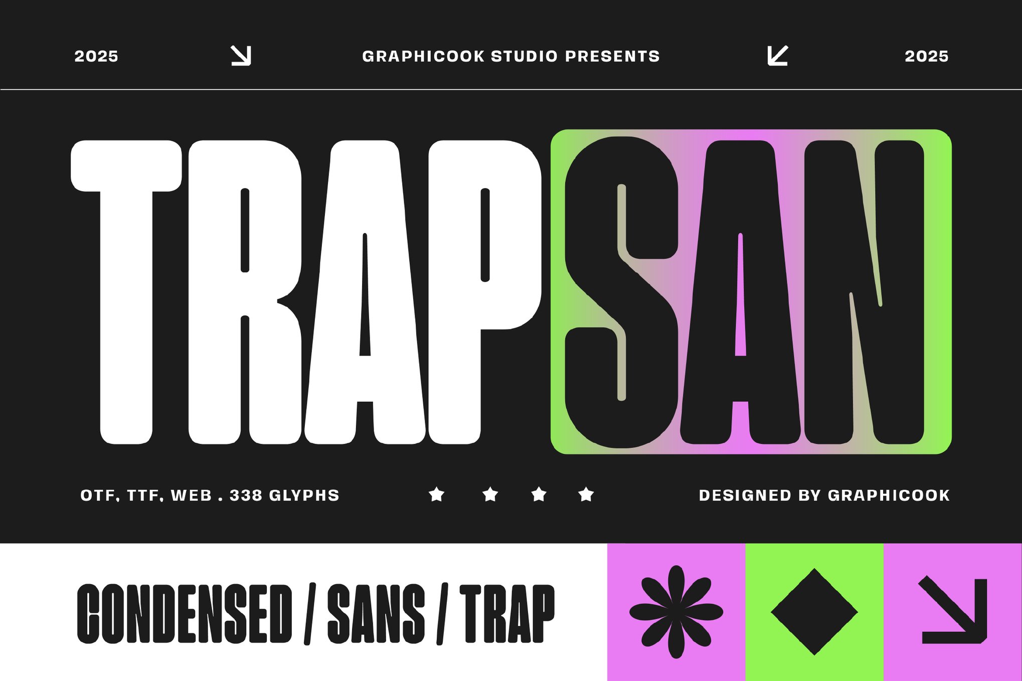 现代时尚杂志包装徽标设计无衬线英文字体安装包 Trapsan 设计素材 sucaiwan.com