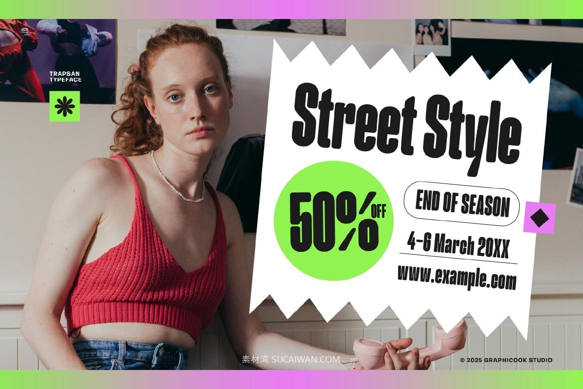 现代时尚杂志包装徽标设计无衬线英文字体安装包 Trapsan 设计素材 sucaiwan.com