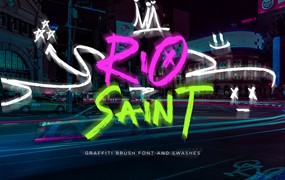 时尚嘻哈城市街头风格品牌海报徽标设计手写英文字体安装包 Rio Saint – Expressive Brush and Swash Font